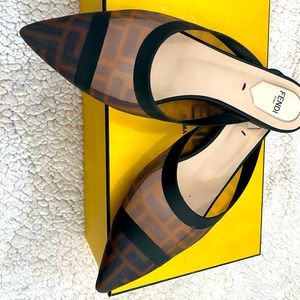 Fendi Colibri FF Mesh Flat Mules